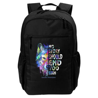 No Story Should End Too Soon Suicide Awareness Teal Wolf Backpack