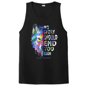 No Story Should End Too Soon Suicide Awareness Teal Wolf PosiCharge Competitor Tank