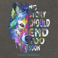 No Story Should End Too Soon Suicide Awareness Teal Wolf Cotton Canvas Backpack