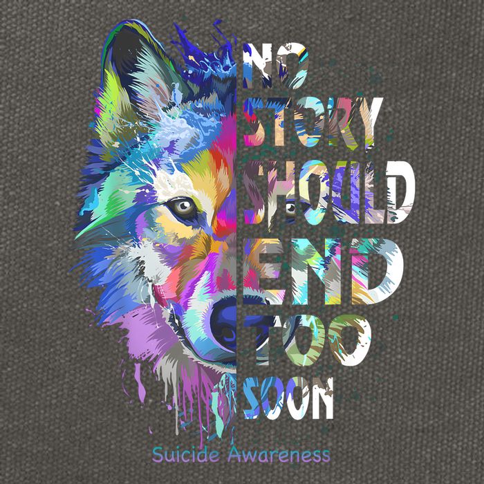 No Story Should End Too Soon Suicide Awareness Teal Wolf Cotton Canvas Backpack