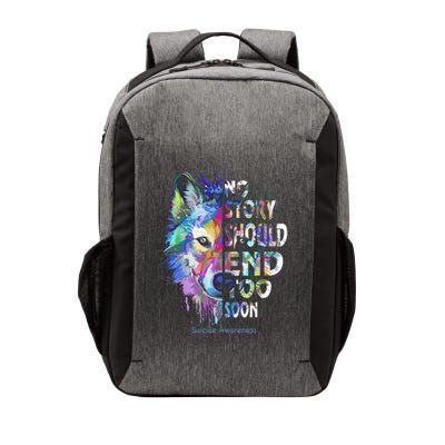 No Story Should End Too Soon Suicide Awareness Teal Wolf Vector Backpack