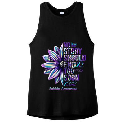No Story Should End Too Soon Suicide Prevention Awareness Ladies PosiCharge Tri-Blend Wicking Tank