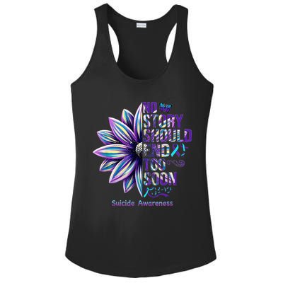 No Story Should End Too Soon Suicide Prevention Awareness Ladies PosiCharge Competitor Racerback Tank