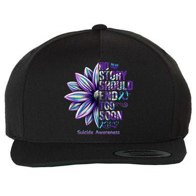 No Story Should End Too Soon Suicide Prevention Awareness Wool Snapback Cap