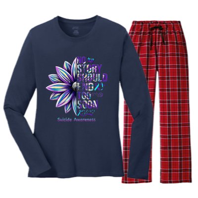 No Story Should End Too Soon Suicide Prevention Awareness Women's Long Sleeve Flannel Pajama Set 