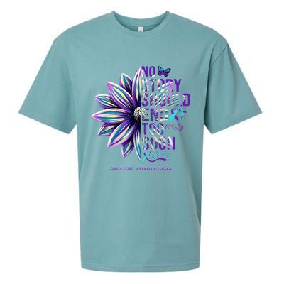 No Story Should End Too Soon Suicide Prevention Awareness Sueded Cloud Jersey T-Shirt