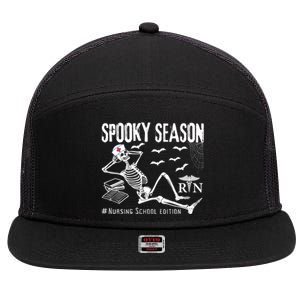 Nursing School Student Halloween Skeleton For Spooky Season Cute Gift 7 Panel Mesh Trucker Snapback Hat