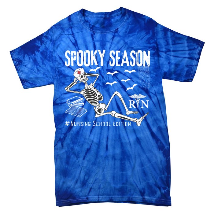 Nursing School Student Halloween Skeleton For Spooky Season Cute Gift Tie-Dye T-Shirt