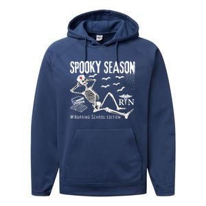 Nursing School Student Halloween Skeleton For Spooky Season Cute Gift Performance Fleece Hoodie