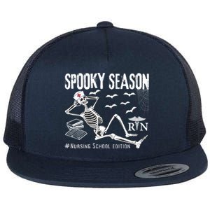 Nursing School Student Halloween Skeleton For Spooky Season Cute Gift Flat Bill Trucker Hat