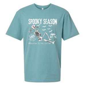 Nursing School Student Halloween Skeleton For Spooky Season Cute Gift Sueded Cloud Jersey T-Shirt