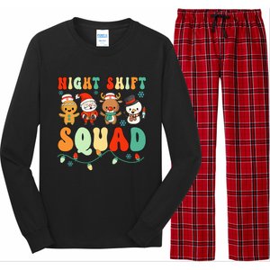 Night Shift Squad Gingerbread Santa Reindeer Snowman Xmas Long Sleeve Pajama Set