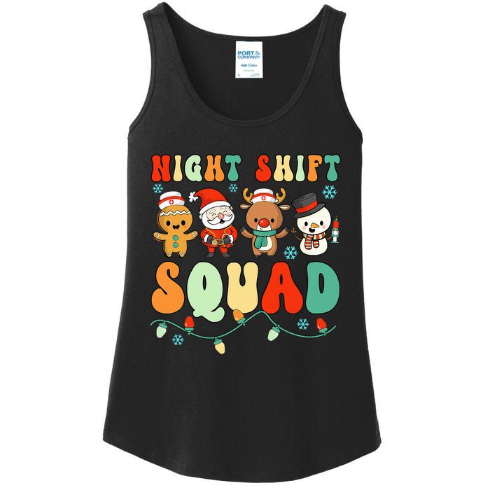 Night Shift Squad Gingerbread Santa Reindeer Snowman Xmas Ladies Essential Tank