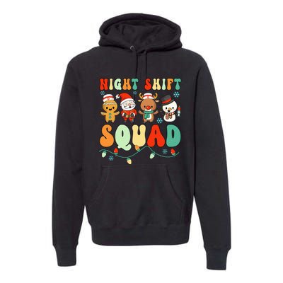 Night Shift Squad Gingerbread Santa Reindeer Snowman Xmas Premium Hoodie