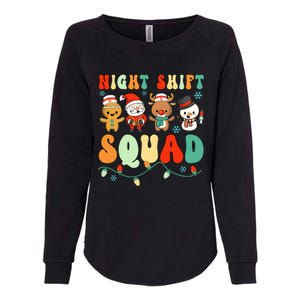 Night Shift Squad Gingerbread Santa Reindeer Snowman Xmas Womens California Wash Sweatshirt