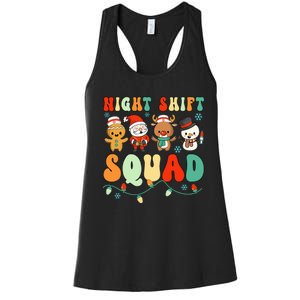 Night Shift Squad Gingerbread Santa Reindeer Snowman Xmas Women's Racerback Tank