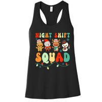 Night Shift Squad Gingerbread Santa Reindeer Snowman Xmas Women's Racerback Tank