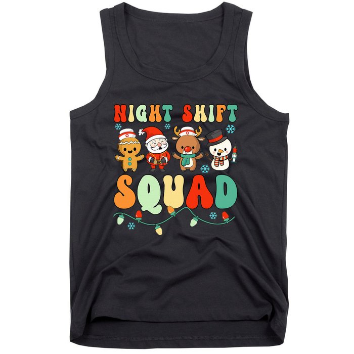 Night Shift Squad Gingerbread Santa Reindeer Snowman Xmas Tank Top