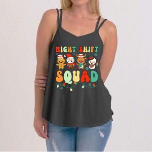 Night Shift Squad Gingerbread Santa Reindeer Snowman Xmas Women's Strappy Tank