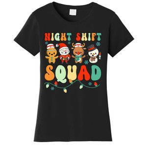 Night Shift Squad Gingerbread Santa Reindeer Snowman Xmas Women's T-Shirt