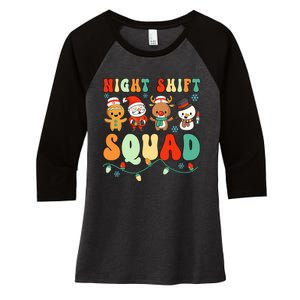 Night Shift Squad Gingerbread Santa Reindeer Snowman Xmas Women's Tri-Blend 3/4-Sleeve Raglan Shirt