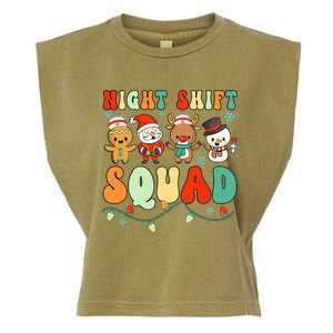 Night Shift Squad Gingerbread Santa Reindeer Snowman Xmas Garment-Dyed Women's Muscle Tee