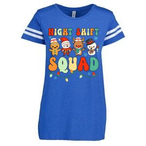 Night Shift Squad Gingerbread Santa Reindeer Snowman Xmas Enza Ladies Jersey Football T-Shirt