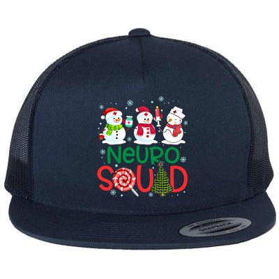 Neuro Squad Snowmies Nurse Stethoscope Christmas Pine Plaid Cute Gift Flat Bill Trucker Hat