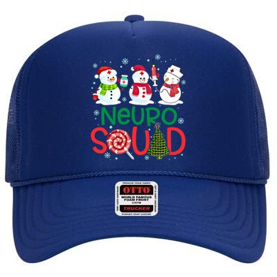 Neuro Squad Snowmies Nurse Stethoscope Christmas Pine Plaid Cute Gift High Crown Mesh Back Trucker Hat