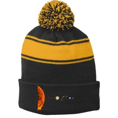 Nerdy Solar System Galaxy Solar System Astronomy Stripe Pom Pom Beanie