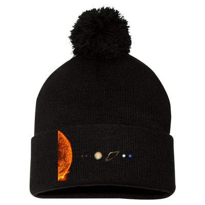 Nerdy Solar System Galaxy Solar System Astronomy Pom Pom 12in Knit Beanie