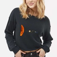 Nerdy Solar System Galaxy Solar System Astronomy Cropped Pullover Crew