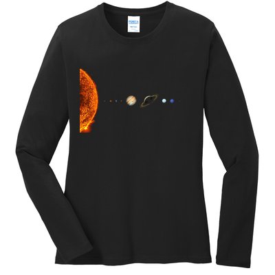 Nerdy Solar System Galaxy Solar System Astronomy Ladies Long Sleeve Shirt