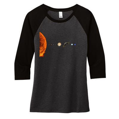 Nerdy Solar System Galaxy Solar System Astronomy Women's Tri-Blend 3/4-Sleeve Raglan Shirt