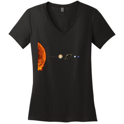 Nerdy Solar System Galaxy Solar System Astronomy Women's V-Neck T-Shirt