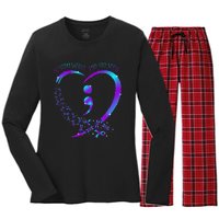 No Story Should End Happy Suicide Awareness Support Women's Long Sleeve Flannel Pajama Set 