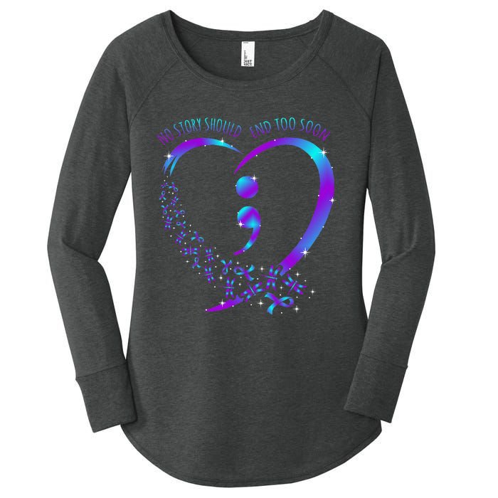 No Story Should End Happy Suicide Awareness Support Women's Perfect Tri Tunic Long Sleeve Shirt