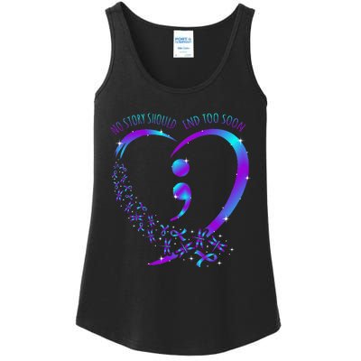 No Story Should End Happy Suicide Awareness Support Ladies Essential Tank