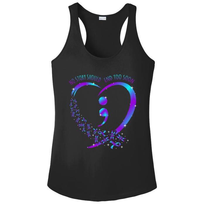 No Story Should End Happy Suicide Awareness Support Ladies PosiCharge Competitor Racerback Tank