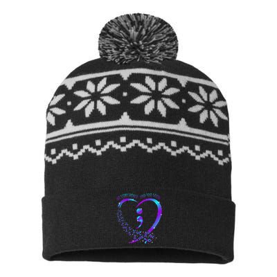 No Story Should End Happy Suicide Awareness Support USA-Made Snowflake Beanie