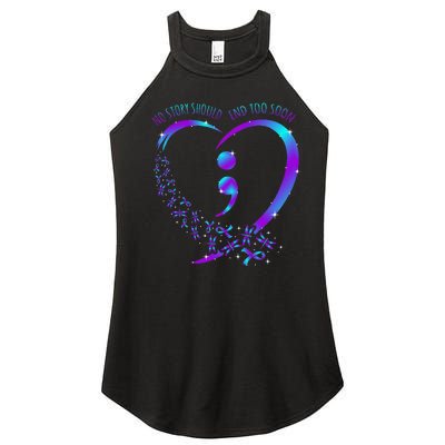 No Story Should End Happy Suicide Awareness Support Women's Perfect Tri Rocker Tank