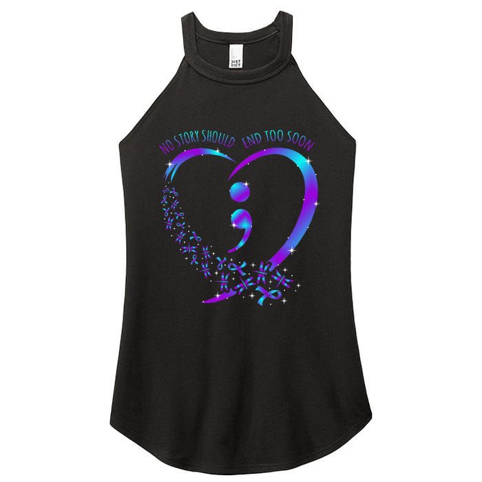 No Story Should End Happy Suicide Awareness Support Women's Perfect Tri Rocker Tank