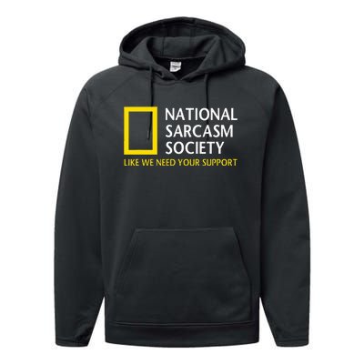 National Sarcasm Society Funny Satirical Parody Designs Performance Fleece Hoodie