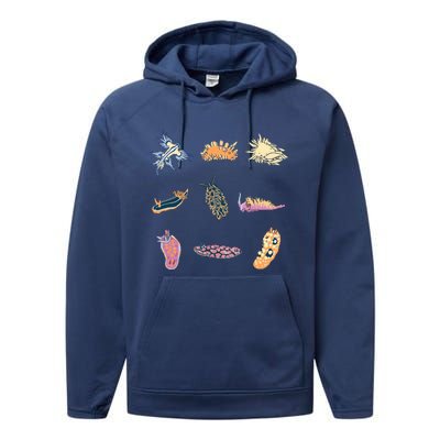 Nudibranch Sea Slug Marine Biologist And Aquarist Performance Fleece Hoodie