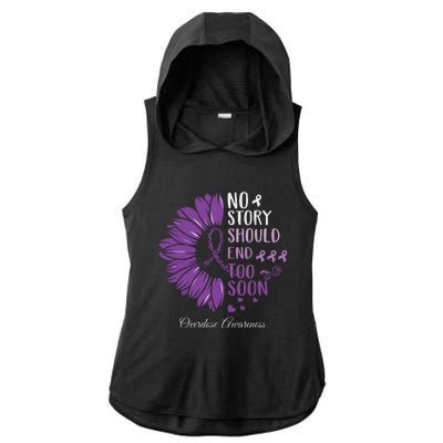 No Story Should End Too Soon Overdose Purple Ribbon Ladies PosiCharge Tri-Blend Wicking Draft Hoodie Tank