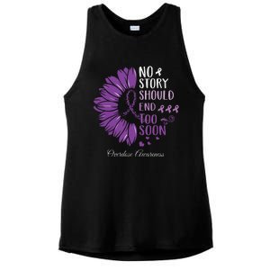 No Story Should End Too Soon Overdose Purple Ribbon Ladies PosiCharge Tri-Blend Wicking Tank