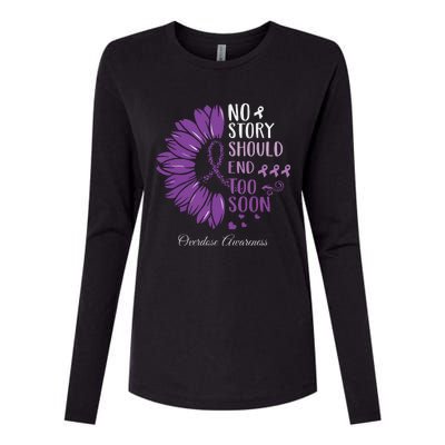 No Story Should End Too Soon Overdose Purple Ribbon Womens Cotton Relaxed Long Sleeve T-Shirt