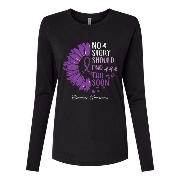 No Story Should End Too Soon Overdose Purple Ribbon Womens Cotton Relaxed Long Sleeve T-Shirt