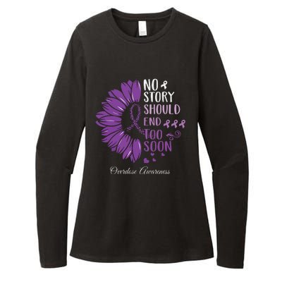 No Story Should End Too Soon Overdose Purple Ribbon Womens CVC Long Sleeve Shirt