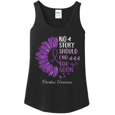 No Story Should End Too Soon Overdose Purple Ribbon Ladies Essential Tank